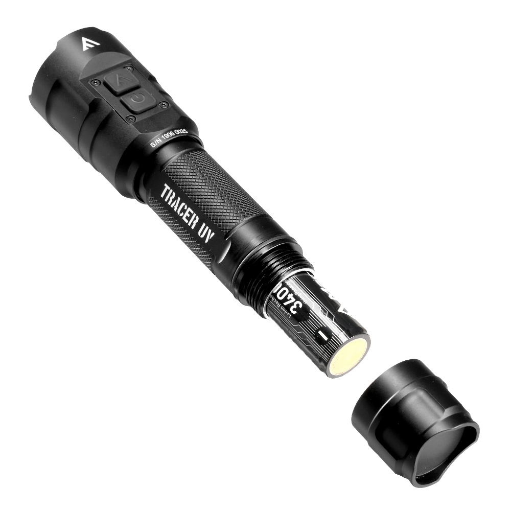 Mactronic LED Taschenlampe Tracer UV 1000 Lumen schwarz mit UV Licht inkl. Ladekabel und Akku Bild 6