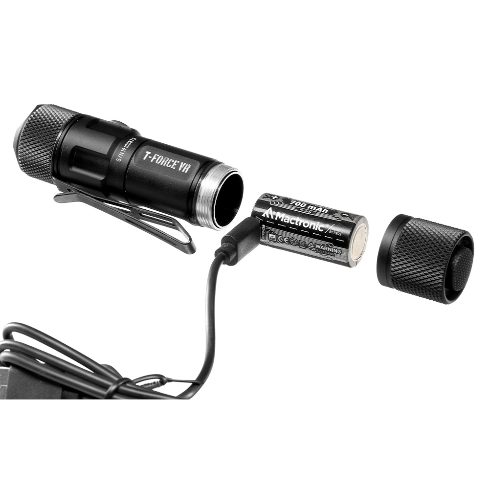 Mactronic LED Taschenlampe T-Force VR 1000 Lumen schwarz inkl. Ladekabel, 3 x Farbfilter, Kabelschalter und Lanyard Bild 6