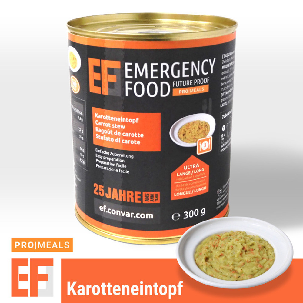 Emergency Food Pro Meals Notration Karotteneintopf 300g Dose 3 Portionen