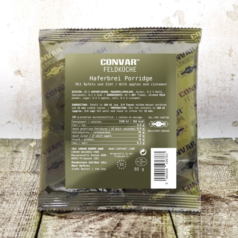 Convar Feldkche Outdoor-Mahlzeit Haferbrei Porridge 80 g Beutel