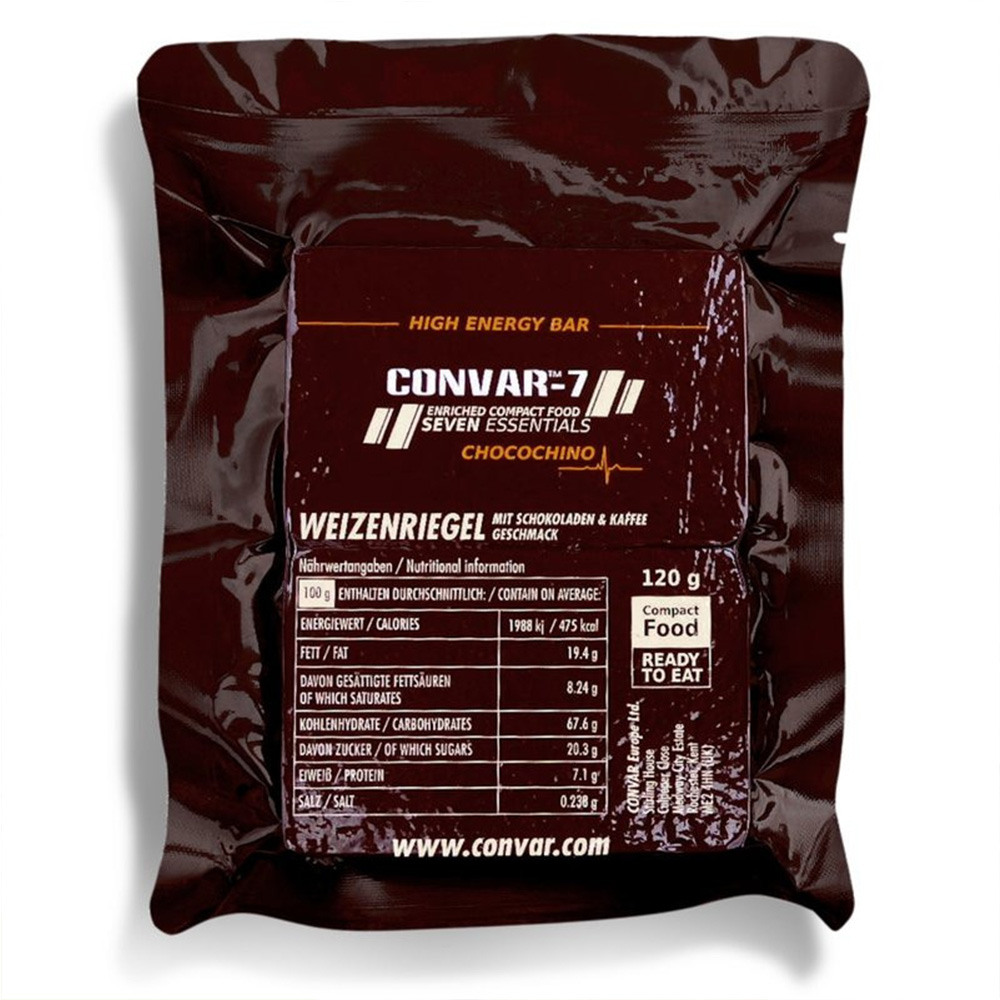 Convar-7 Riegel High Energy Bar Chocochino 120 g Langzeitlebensmittel - Ideal fr Outdoor, Notvorrat und Krisenvorsorge