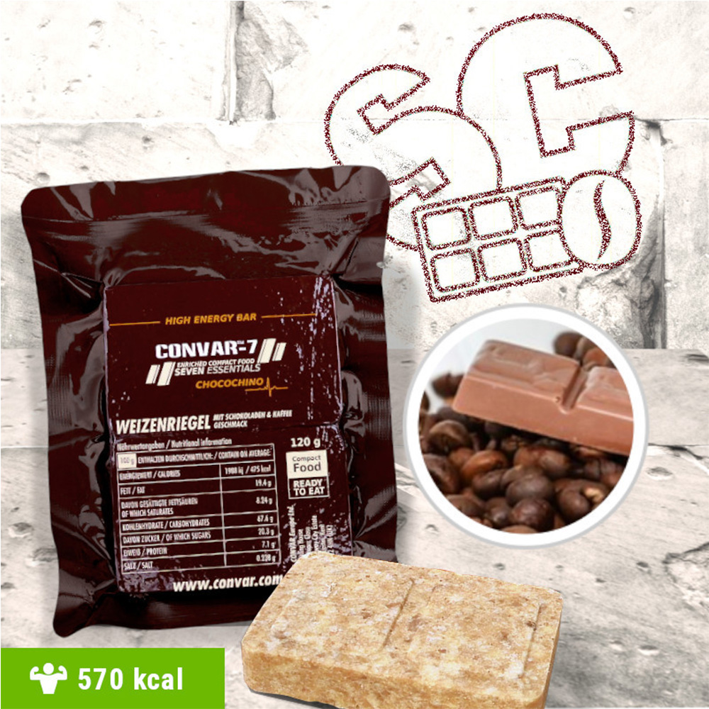 Convar-7 Riegel High Energy Bar Chocochino 120 g Langzeitlebensmittel - Ideal fr Outdoor, Notvorrat und Krisenvorsorge Bild 1