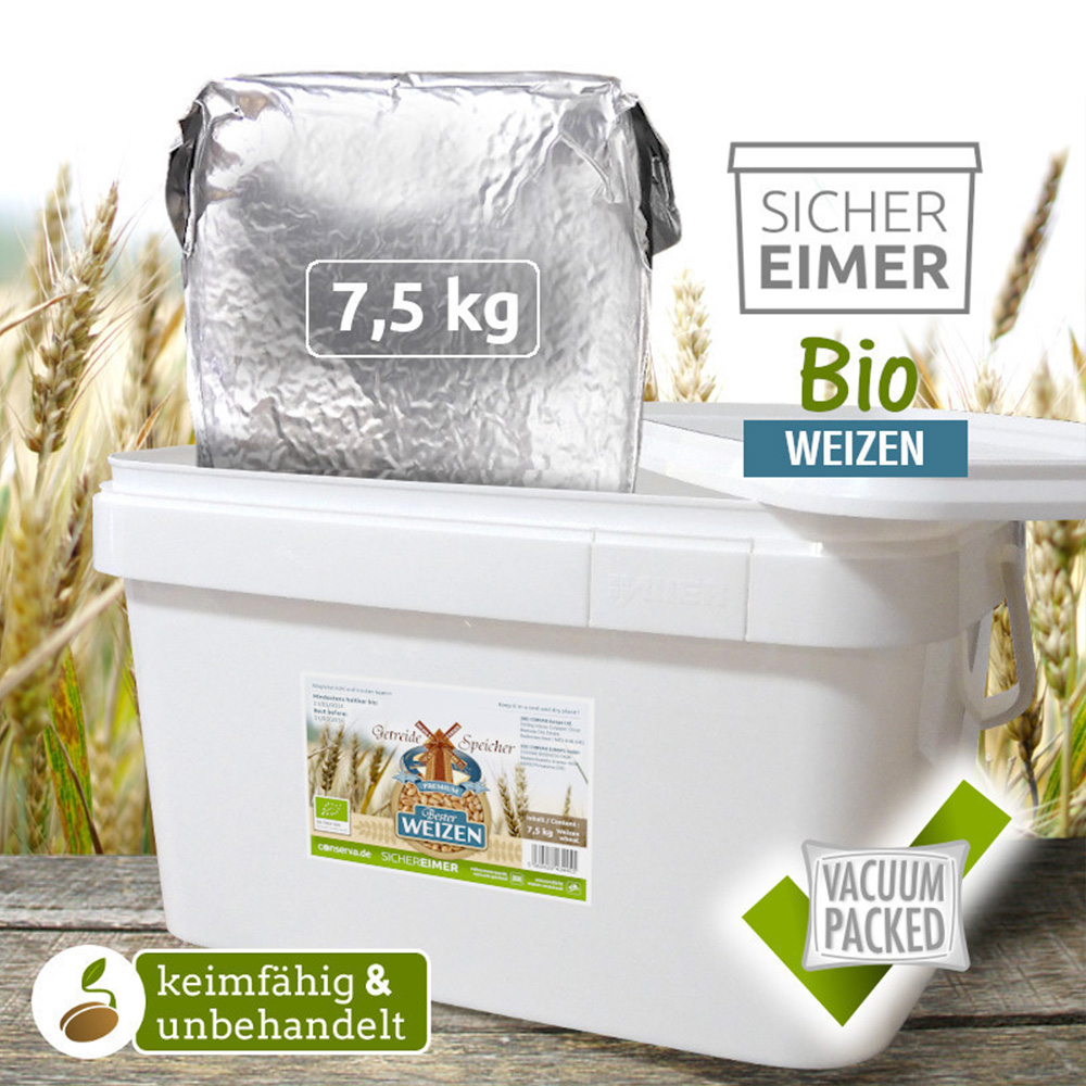 Getreidespeicher Bio Weizen 7,5 kg im Eimer Notvorrat