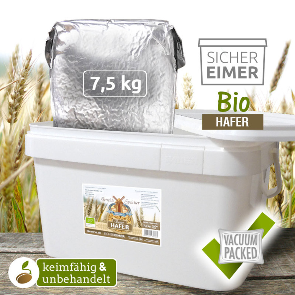 Getreidespeicher Bio Hafer 7,5 kg im Eimer Notvorrat