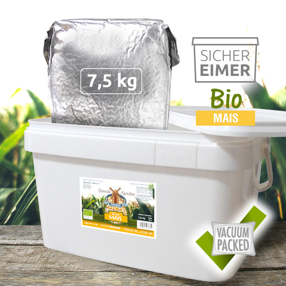 Getreidespeicher Bio Mais 7,5 kg im Eimer Notvorrat