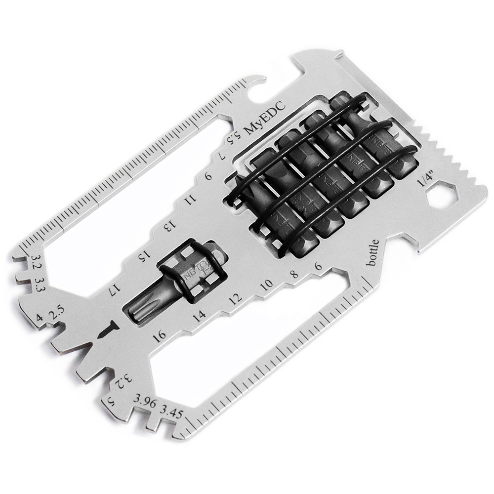 MyEDC Multitool Pocket Card 29 in 1 mit 6 Bits silber