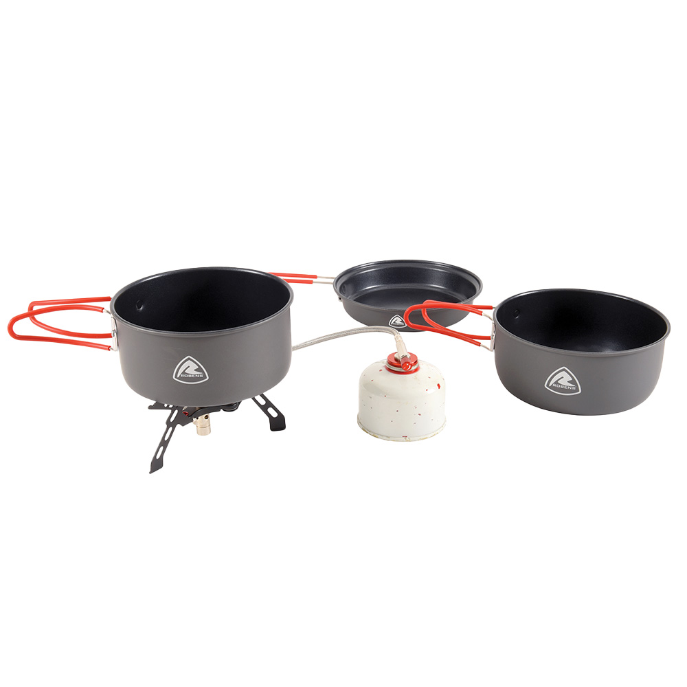 Robens Kochset Fire Beetle Pro M Gaskocher, 2 Tpfe, Pfanne, Windschutzfolie und Netzbeutel Bild 1