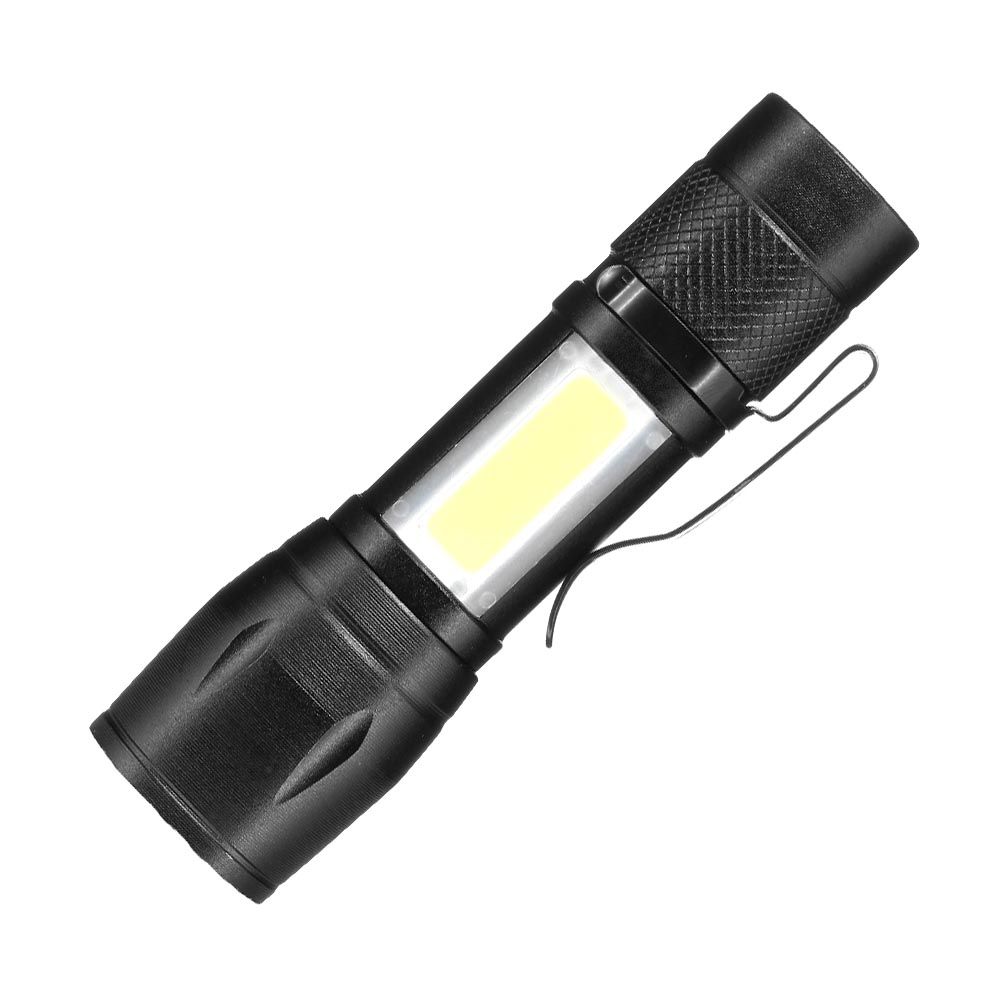 LED-Taschenlampe Q5 mit Zoom und COB LED schwarz inkl. Akku Bild 2