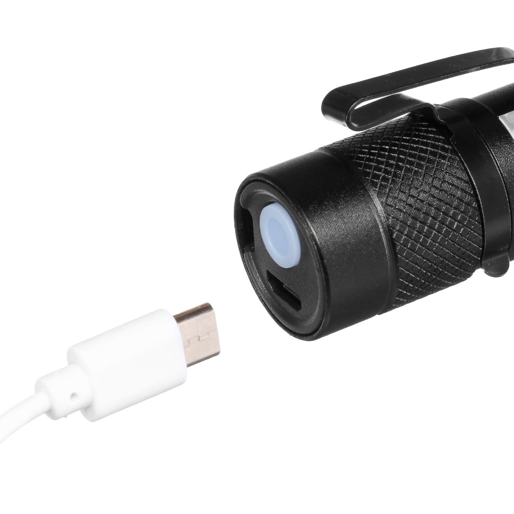 LED-Taschenlampe Q5 mit Zoom und COB LED schwarz inkl. Akku Bild 5