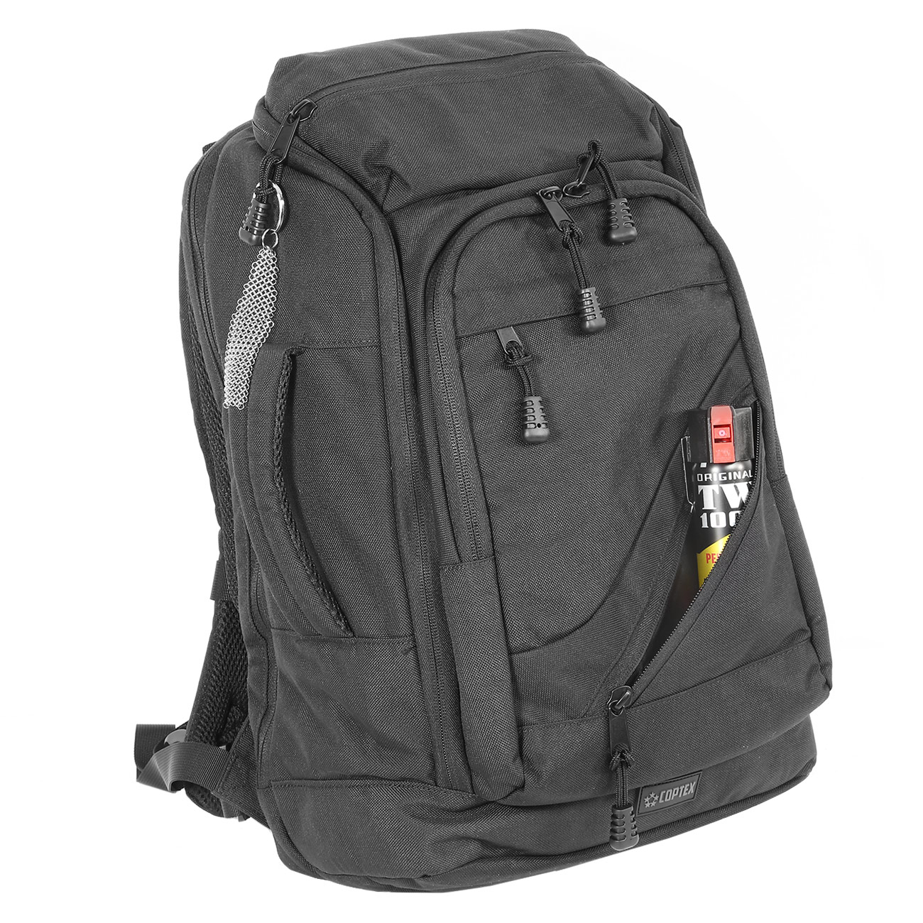 Coptex Rucksack Anti-Stabbing 35 Liter schwarz mit Stahlkettengewebe Bild 1