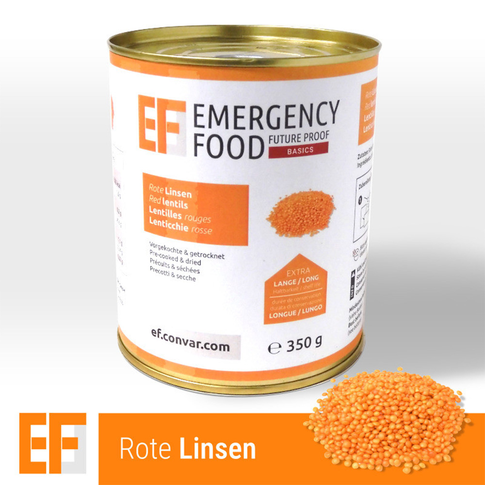 Emergency Food Basic Notration Rote Linsen 350g Dose