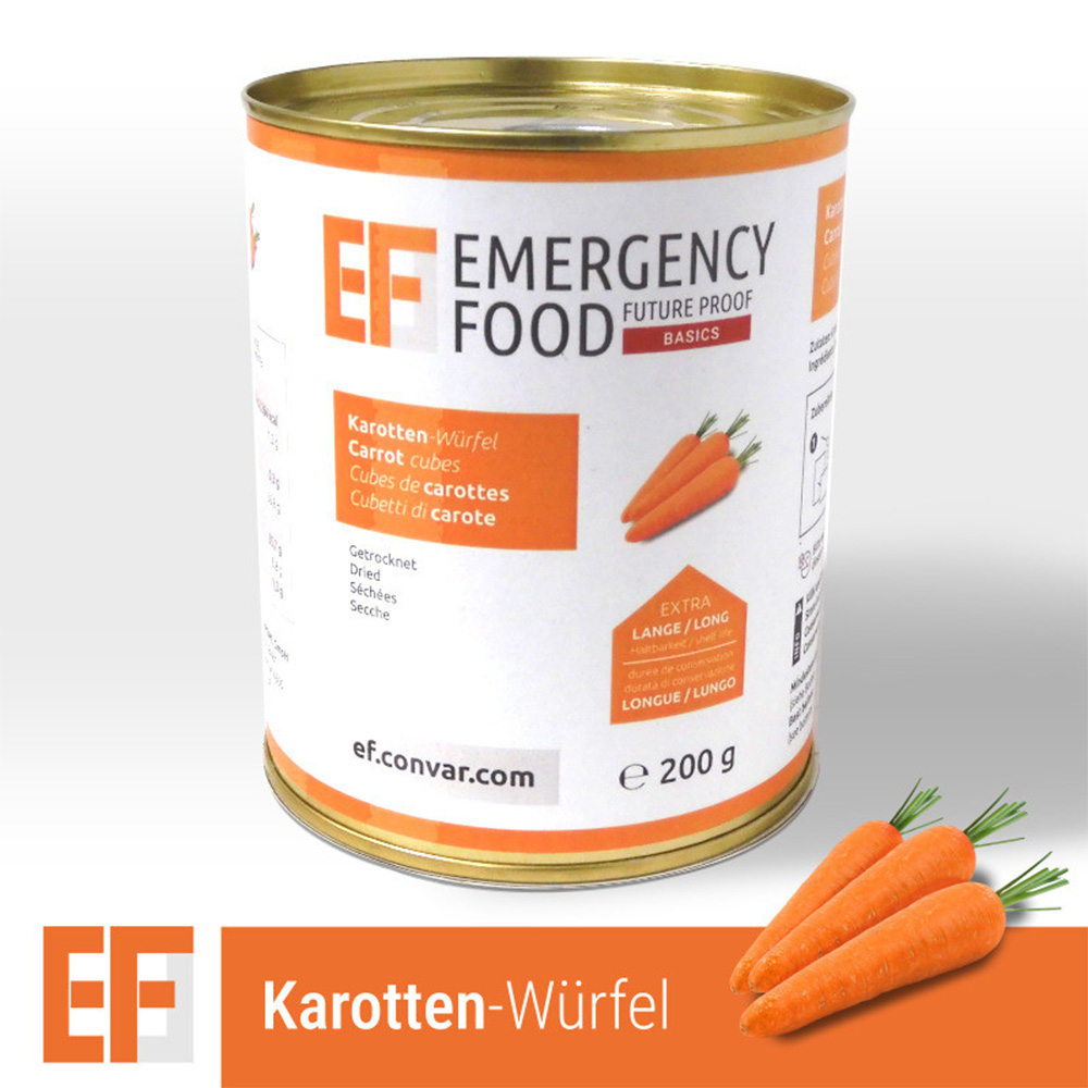 Emergency Food Basic Notration Karottenwrfel 200g Dose