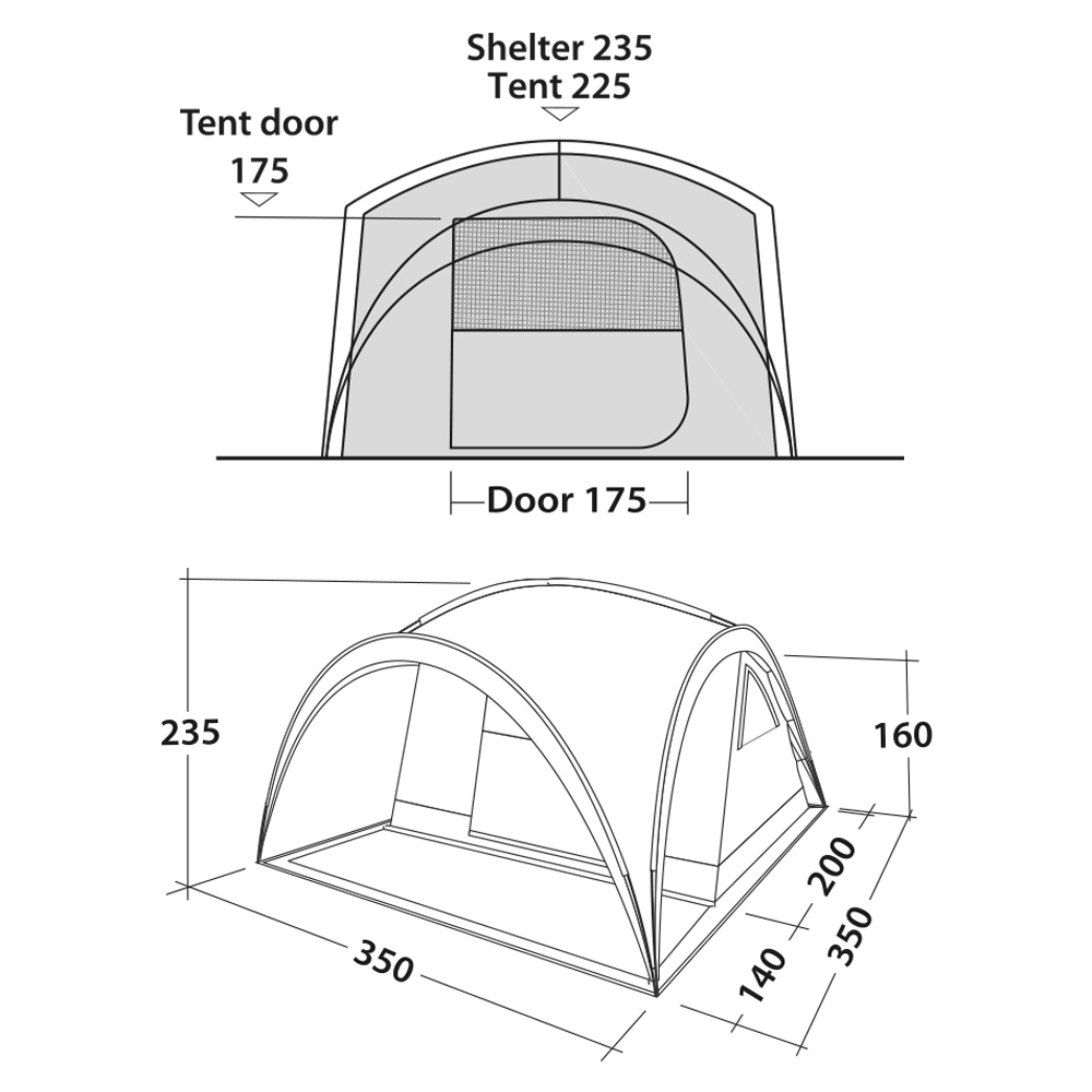 Easy Camp 2in1 Pavillon Camp Shelter 3,5 x 3,5 m grau inkl. Innenzelt f. 6 Personen Bild 1