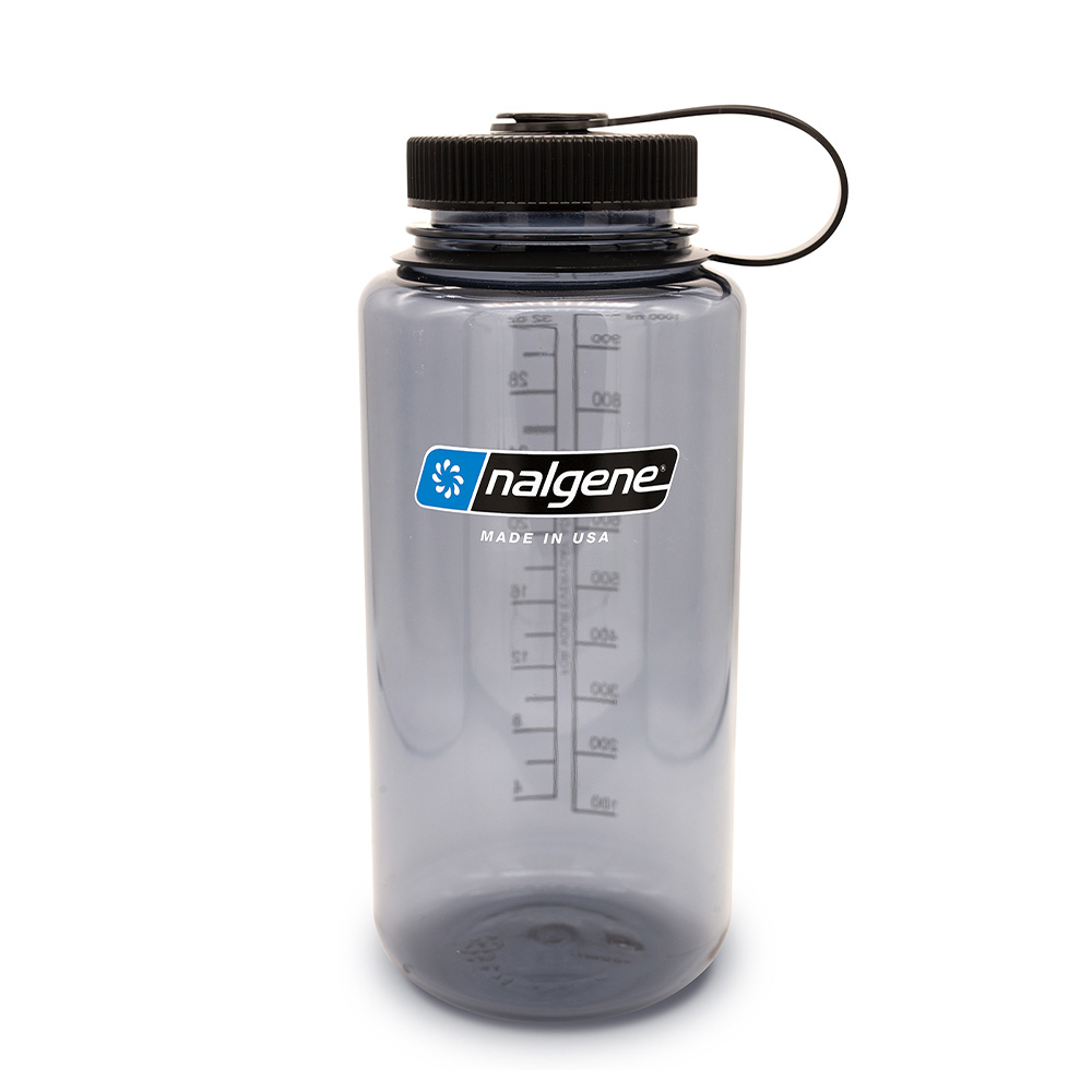 Nalgene Weithals-Trinkflasche WH Silo 1 Liter BPA-frei grau-schwarz