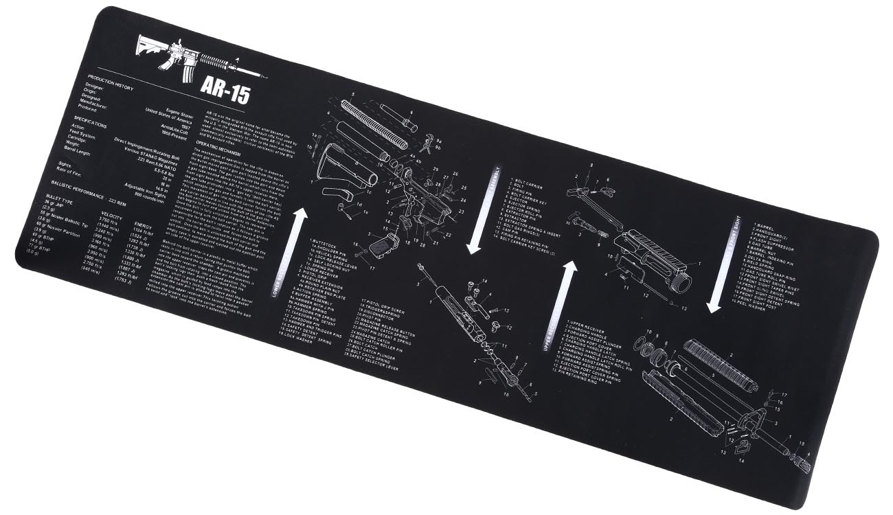 WADSN AR-15 Waffen-Reinigungsunterlage fr Gewehre 91,5 x 30,5 cm schwarz