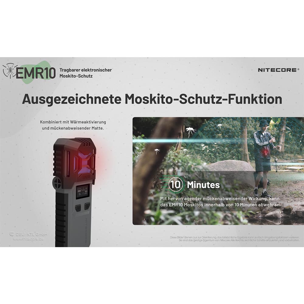 Nitecore Mckenabwehrgert EMR10 akkubetrieben mit Powerbank-Funktion grau Bild 8