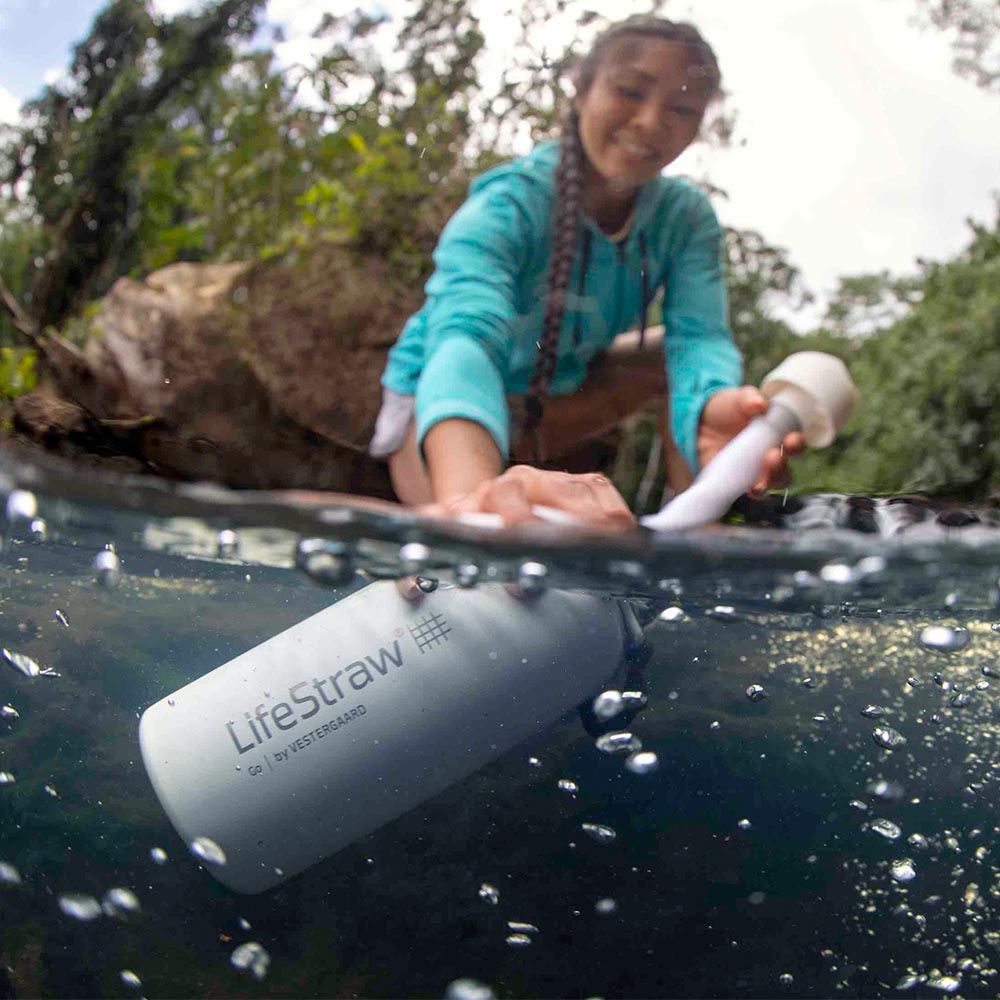 LifeStraw Go Stainless Steel Trinkflasche mit Wasserfilter vakuumisoliert 700 ml grau - fr Survival, Outdoor... Bild 1