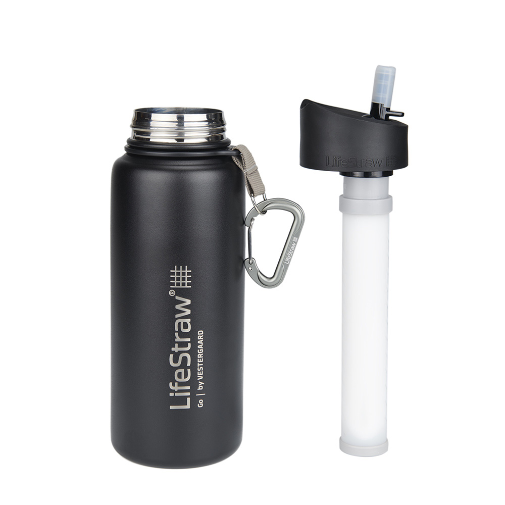 LifeStraw Go Stainless Steel Trinkflasche mit Wasserfilter vakuumisoliert 700 ml schwarz - fr Survival, Outdoor... Bild 1