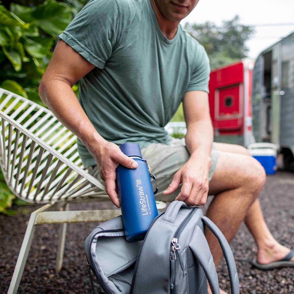LifeStraw Go Stainless Steel Trinkflasche mit Wasserfilter vakuumisoliert 700 ml schwarz - fr Survival, Outdoor... Bild 3