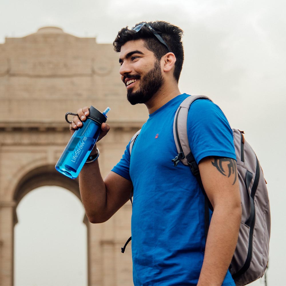 Qmisify Faltbare Wasserfilter-Flasche 1L - Outdoor Filter Für Wandern & Camping