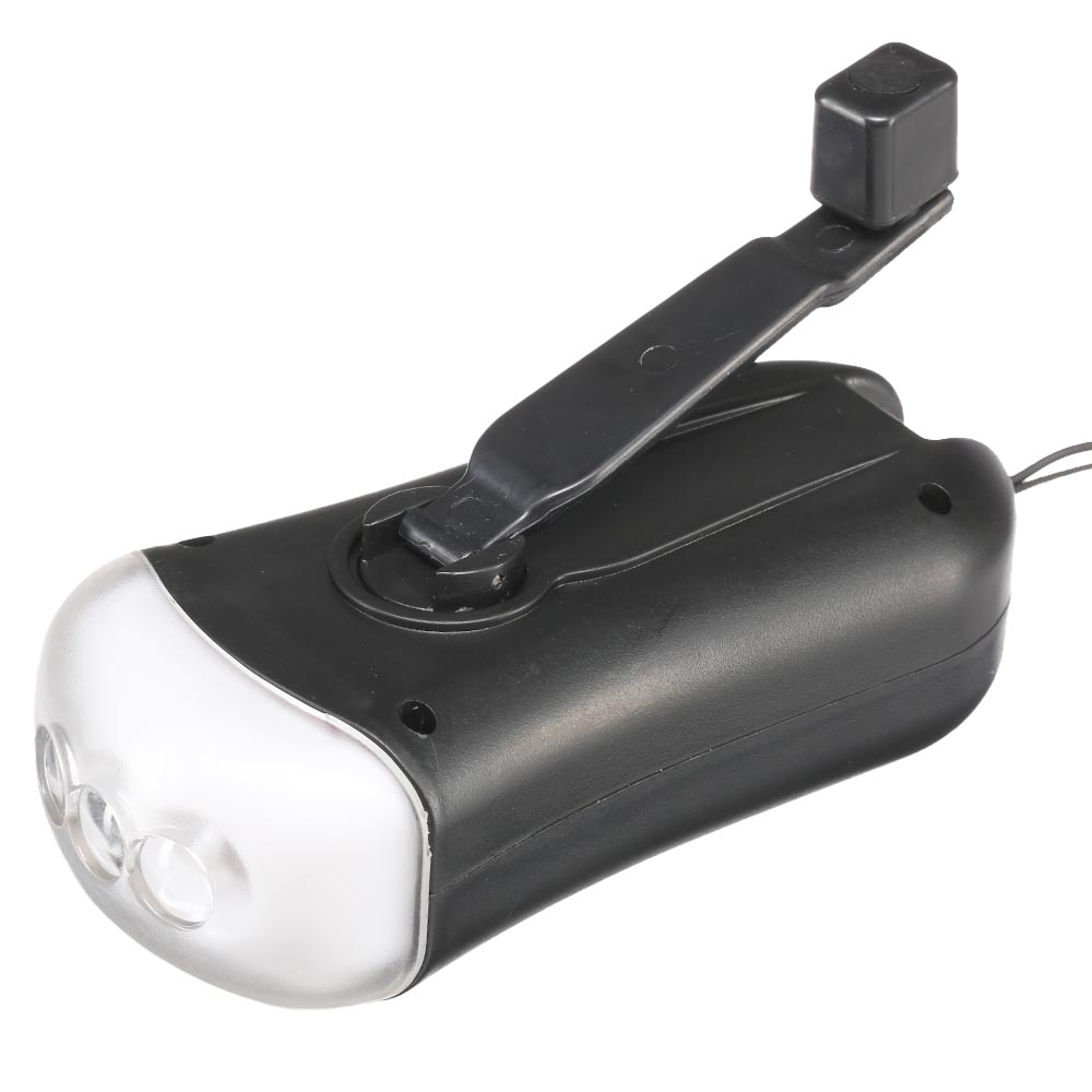 Dynamo Taschenlampe mit 3 LEDs und FM Radio, Akku, Handkurbel,  schwarz/gelb Bild 3