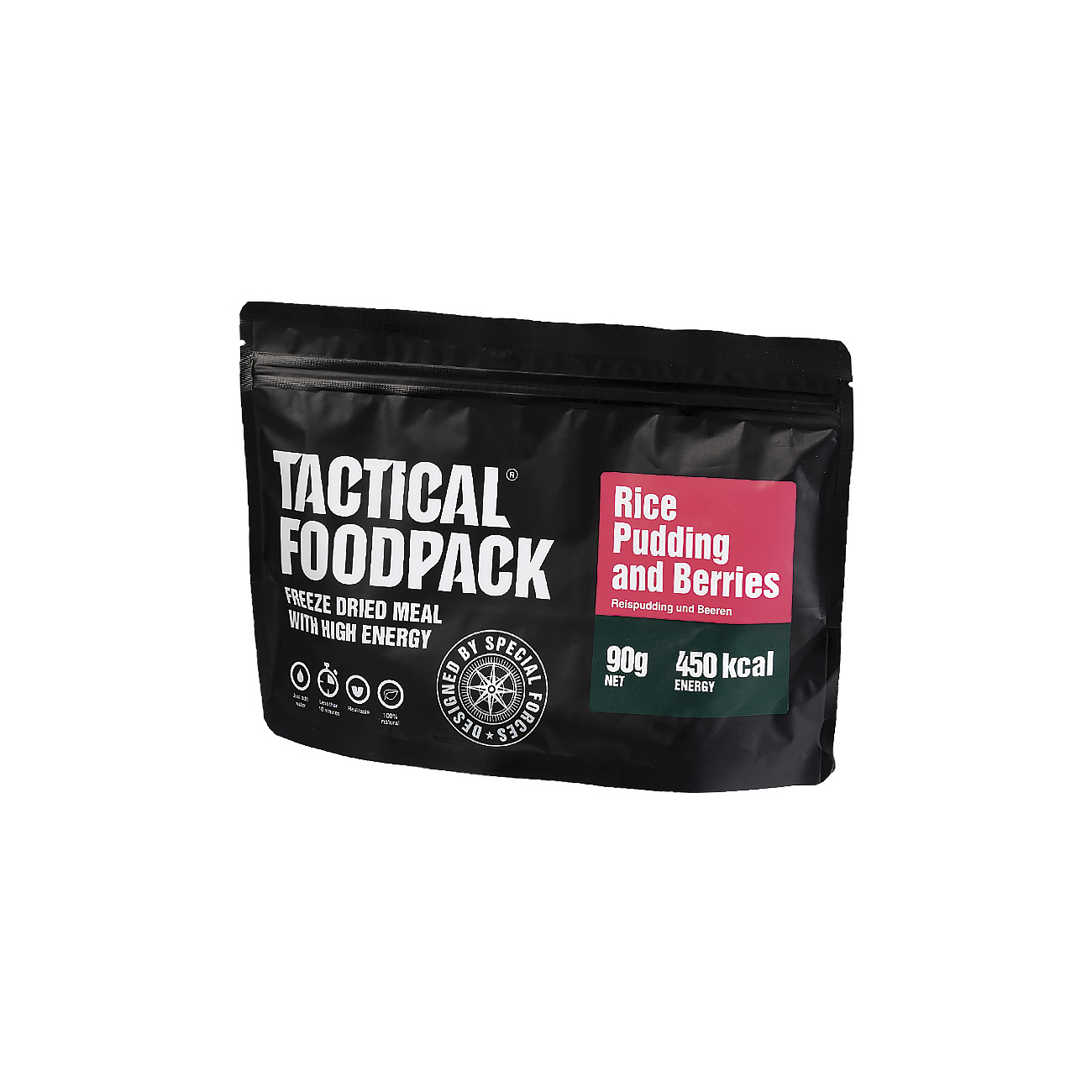 Tactical Foodpack Outdoor Mahlzeit Reispudding und Beeren