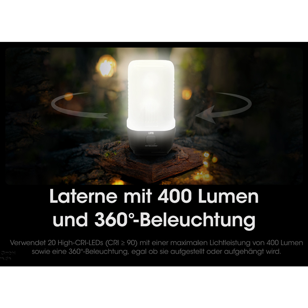Nitecore 3in1 LED-Taschenlampe LR70 3000 Lumen schwarz Lampe, Laterne und Powerbank in einem Bild 10