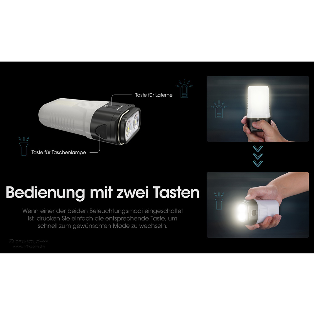 Nitecore 3in1 LED-Taschenlampe LR70 3000 Lumen schwarz Lampe, Laterne und Powerbank in einem Bild 11