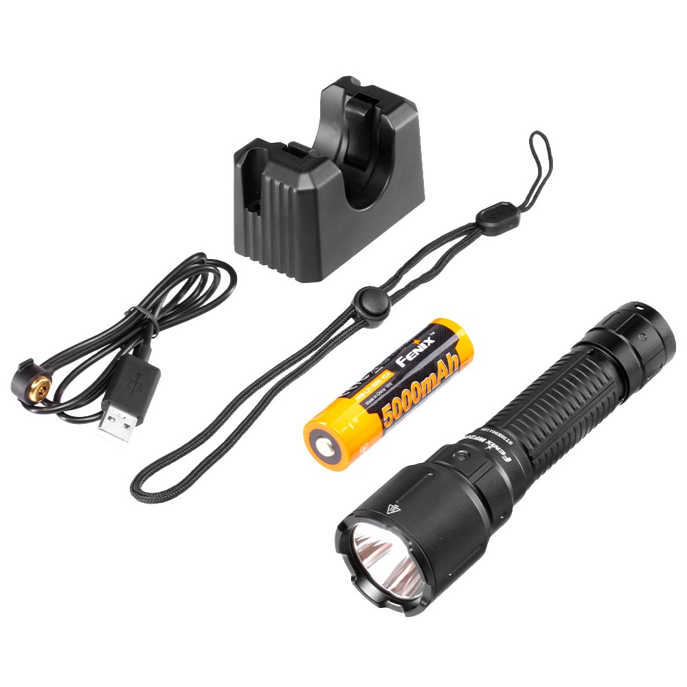 Fenix LED Taschenlampe WF26R 3000 Lumen schwarz inkl. Akku, Ladeschale, USB-Ladekabel, Grtelclip und Handschlaufe Bild 4