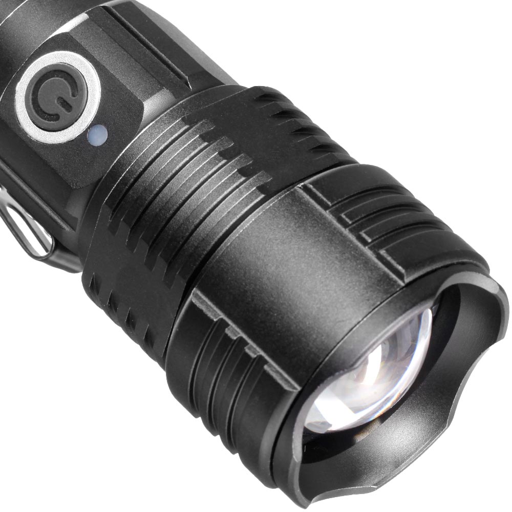 Bailong LED-Taschenlampe BL-L11 mit Zoom, rot- ,grn und UV-Licht schwarz inkl. Akku, USB-Ladekabel und Lanyard Bild 8