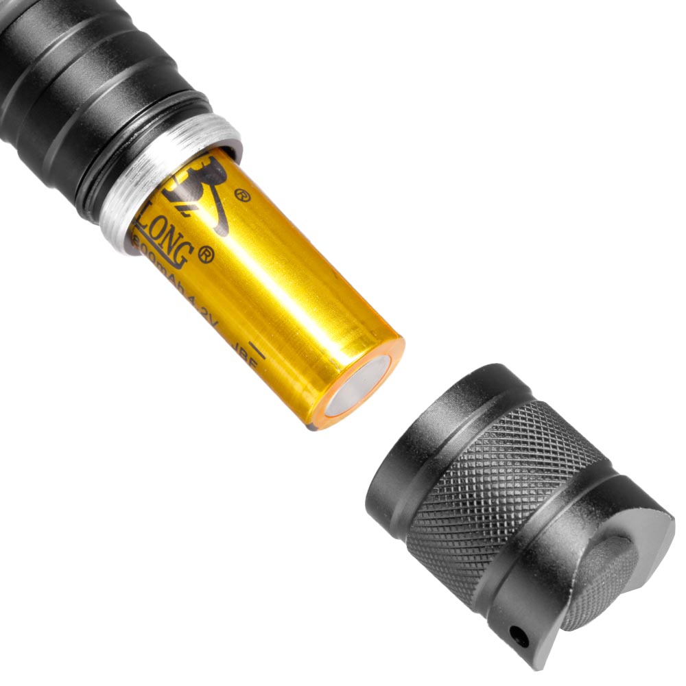 Bailong LED-Taschenlampe XM-L T6 schwarz inkl. Akku, Ladegert, Kabelschalter und 3 Farbfilter Bild 7