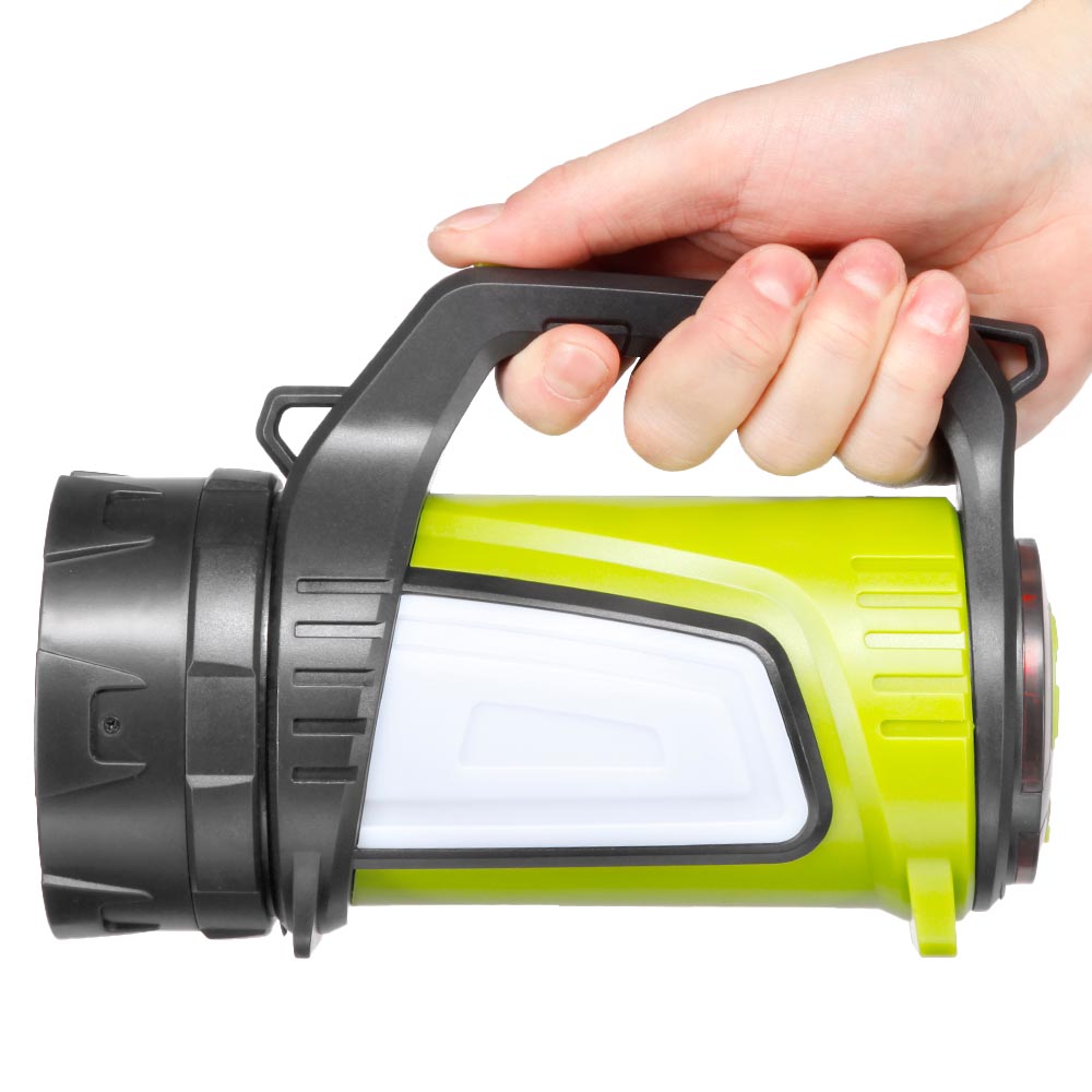 LED Handscheinwerfer mit COB-LED,  Powerbankfunktion und Notlicht grn inkl. Akku, USB-Ladekabel und Tragegurt Bild 7