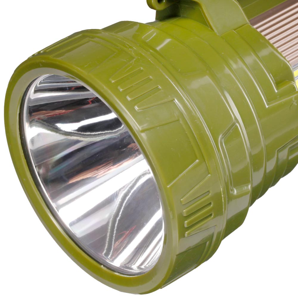LED Handscheinwerfer mit COB-LED,  Powerbankfunktion und Solarpanel oliv inkl. Akku, Ladekabel und Tragegurt Bild 5