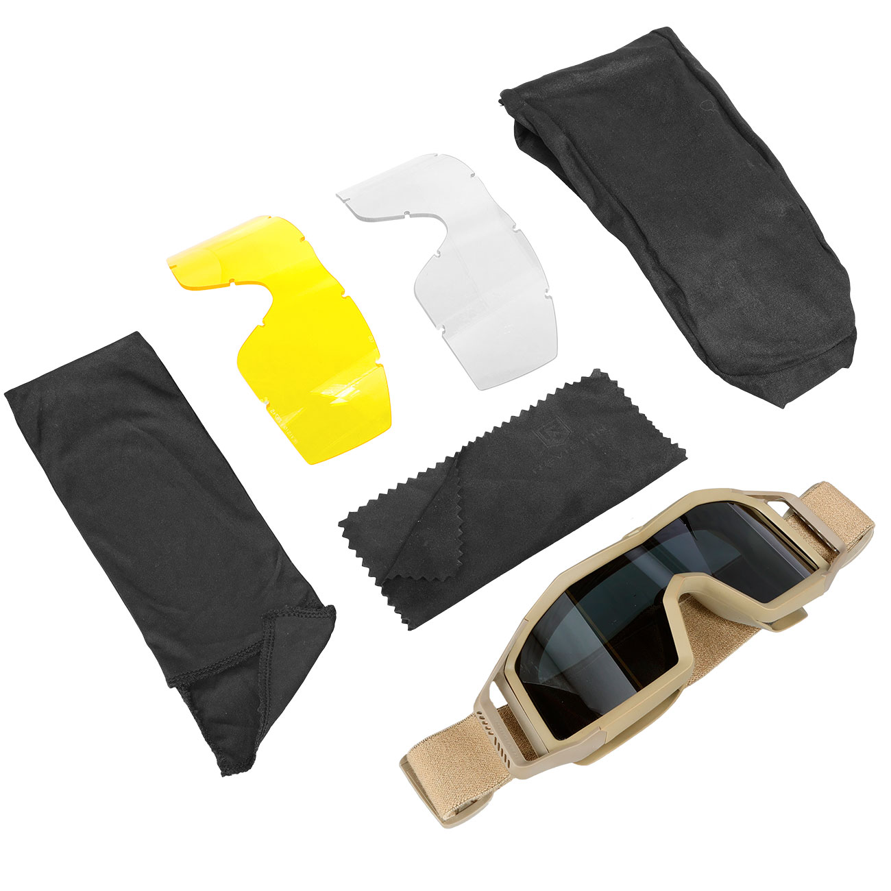 Revision Eyewear Wolfspider Schutzbrille Deluxe Kit mit gelb / klar / rauch Wechselglser tan