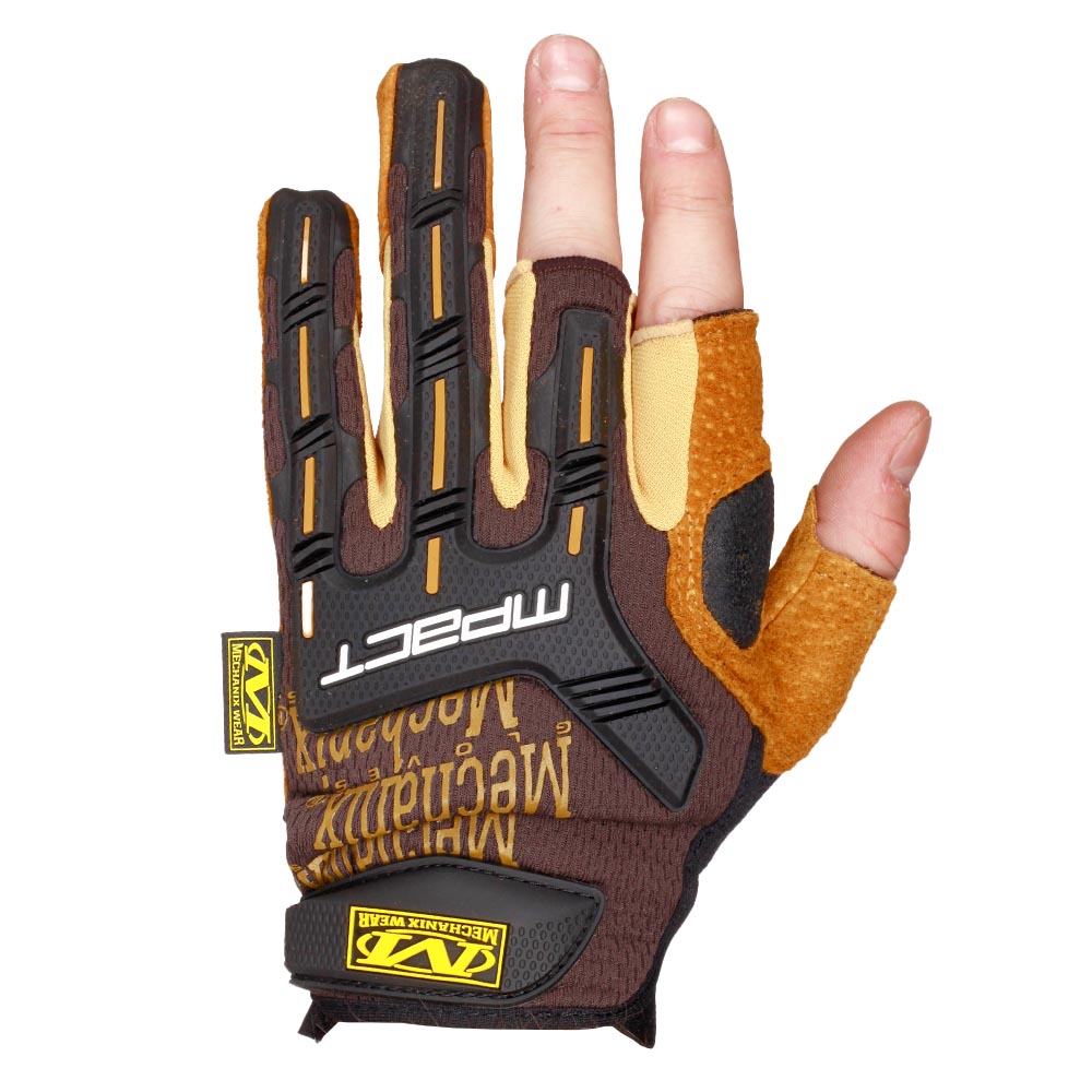 Mechanix Wear M-Pact Fingerless Framer Handschuhe Durahide-Leder braun Bild 1