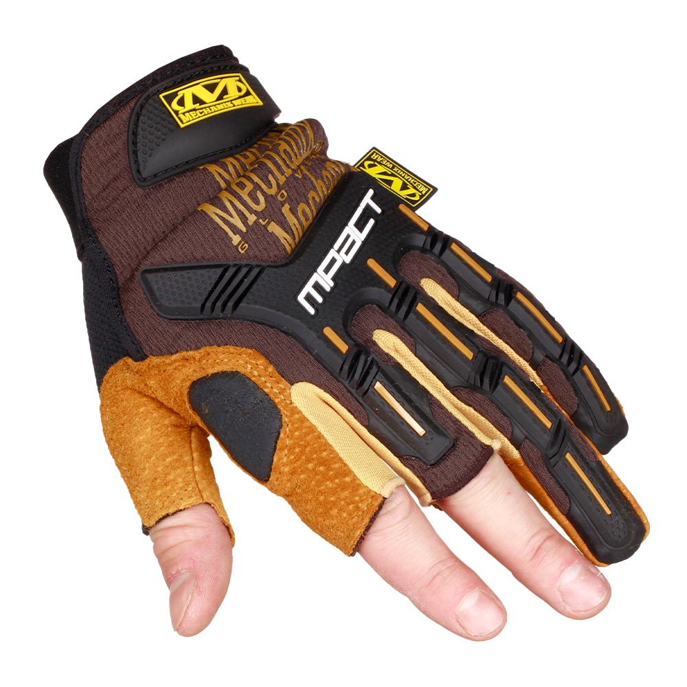 Mechanix Wear M-Pact Fingerless Framer Handschuhe Durahide-Leder braun Bild 3