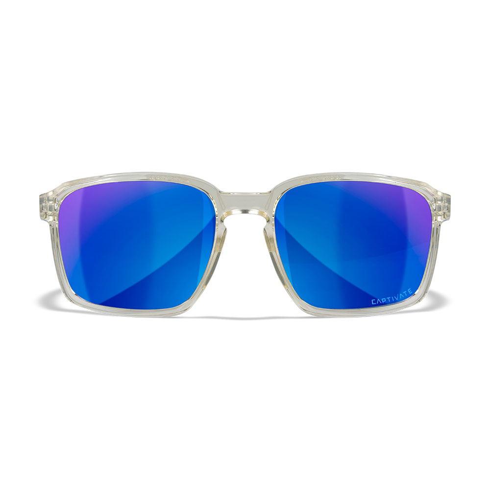 Wiley X Sonnenbrille Alfa Captivate glnzend transparent Glser blau verspiegelt polarisiert inkl. Brillenetui und Seitenschutz Bild 1