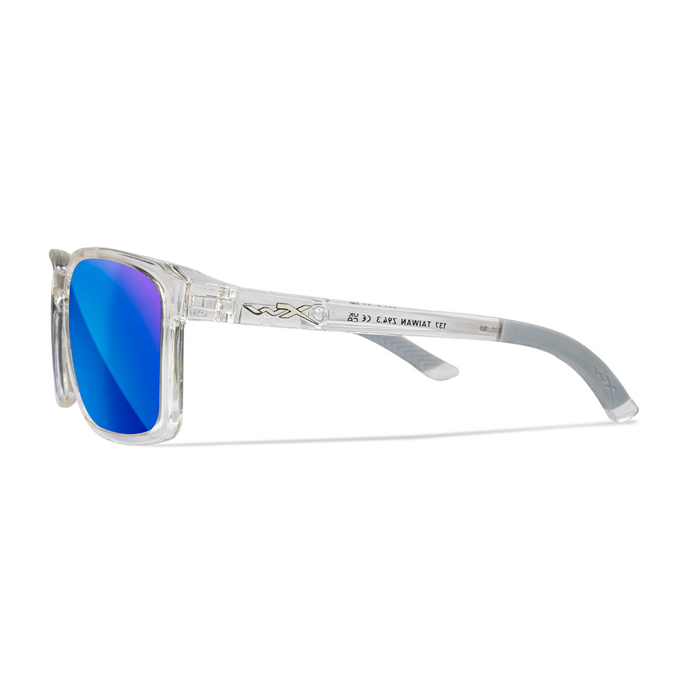 Wiley X Sonnenbrille Alfa Captivate glnzend transparent Glser blau verspiegelt polarisiert inkl. Brillenetui und Seitenschutz Bild 2