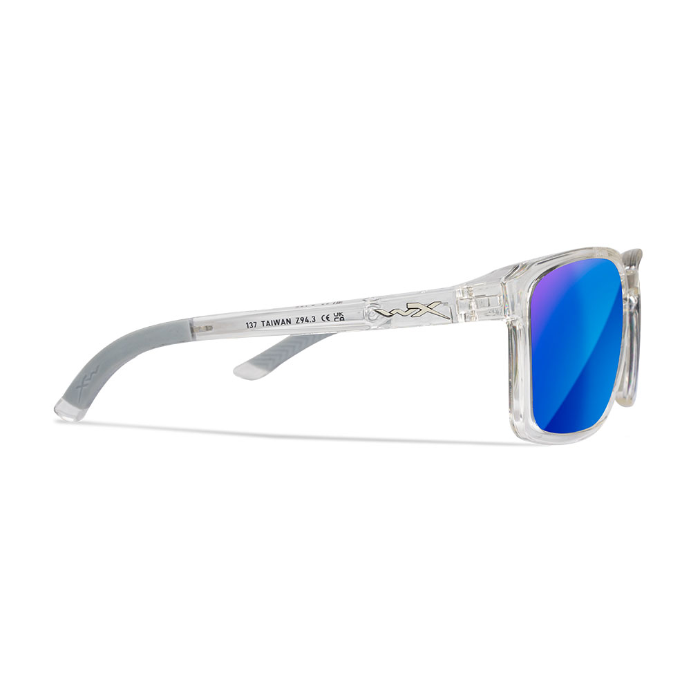 Wiley X Sonnenbrille Alfa Captivate glnzend transparent Glser blau verspiegelt polarisiert inkl. Brillenetui und Seitenschutz Bild 4