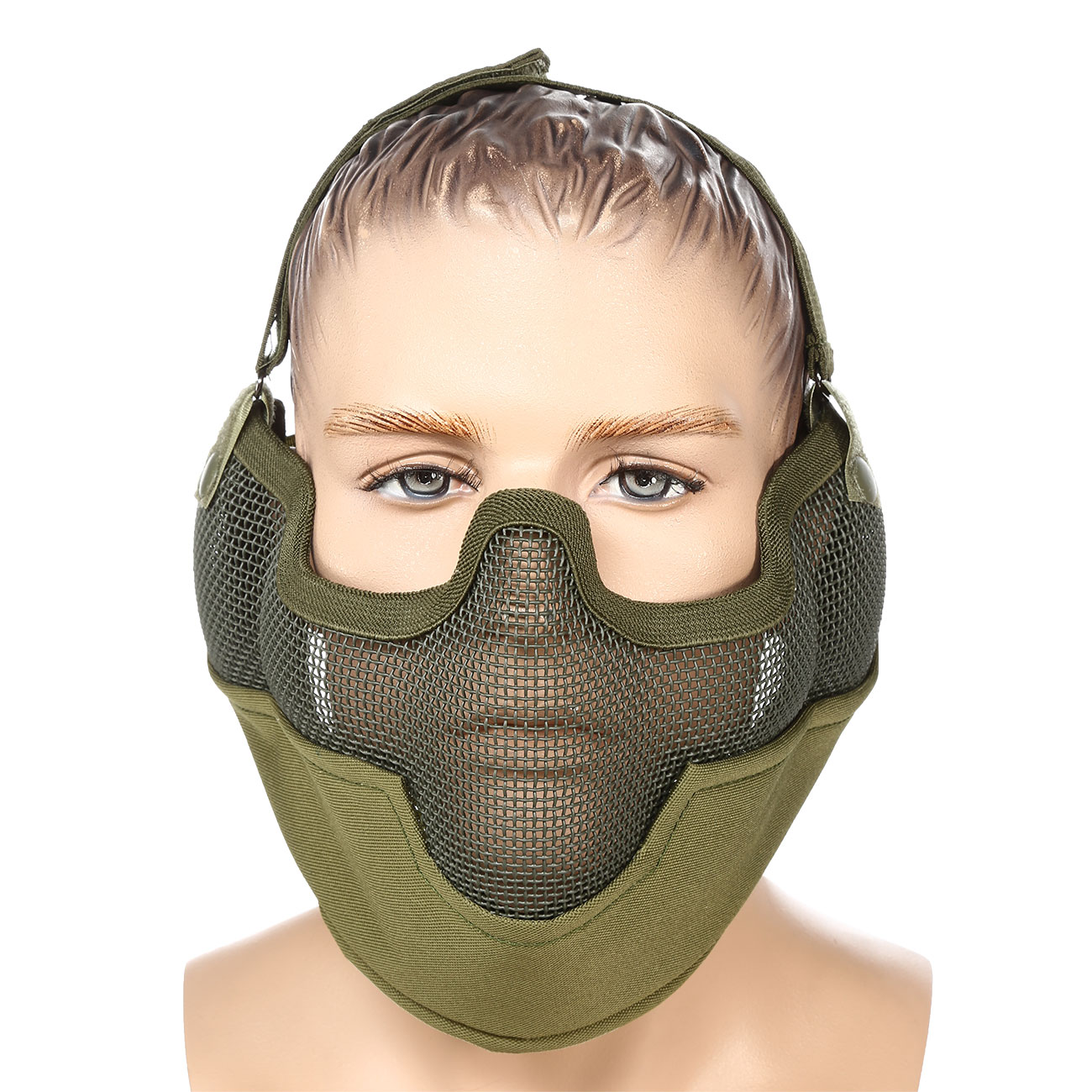 Nuprol Mesh Mask V2 Gittermaske Full Lower Face mit Ohrabdeckung oliv Bild 1