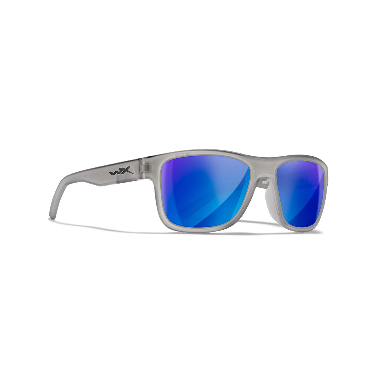 Wiley X Sonnenbrille Ovation Captivate matt transparent grau Glser blau verspiegelt polarisiert inkl. Brillenetui und Seitensch Bild 4