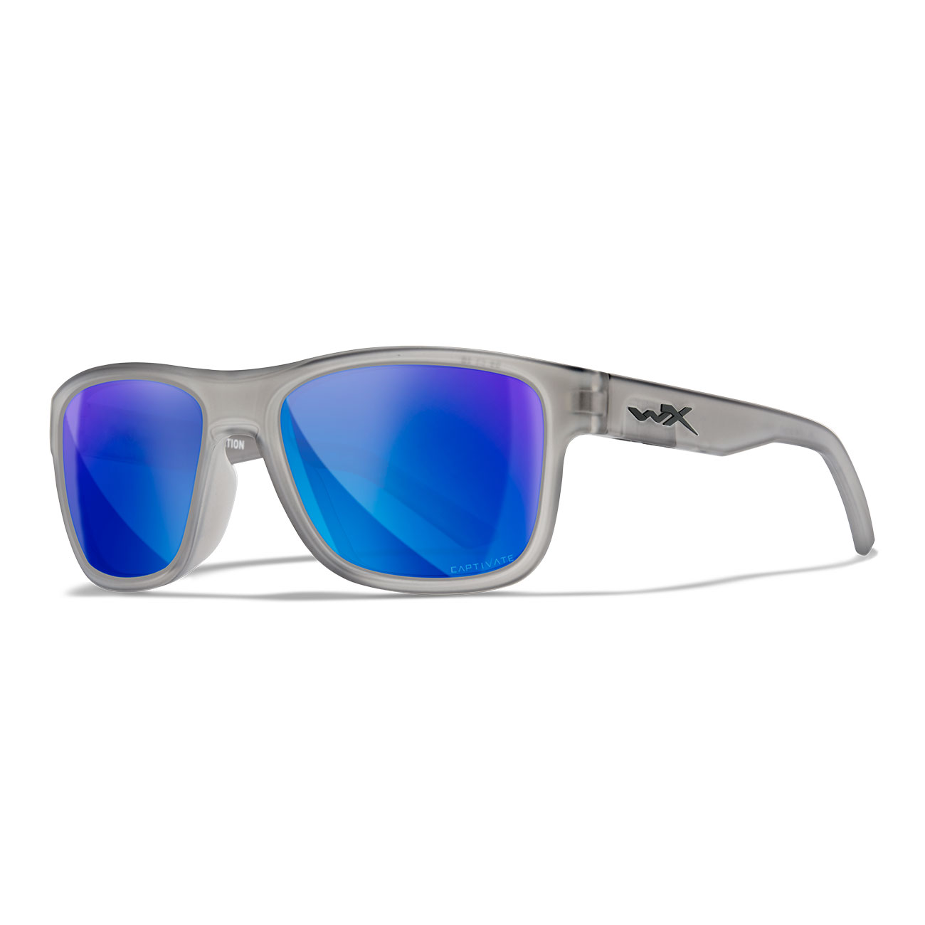 Wiley X Sonnenbrille Ovation Captivate matt transparent grau Glser blau verspiegelt polarisiert inkl. Brillenetui und Seitensch Bild 5