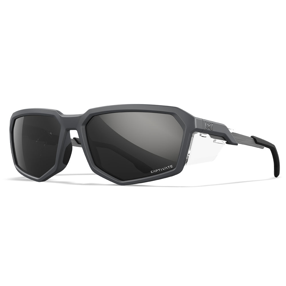Wiley X Sonnenbrille Recon Captivate matt grau Glser schwarz verspiegelt Polarisiert inkl. Seitenschutz Bild 4