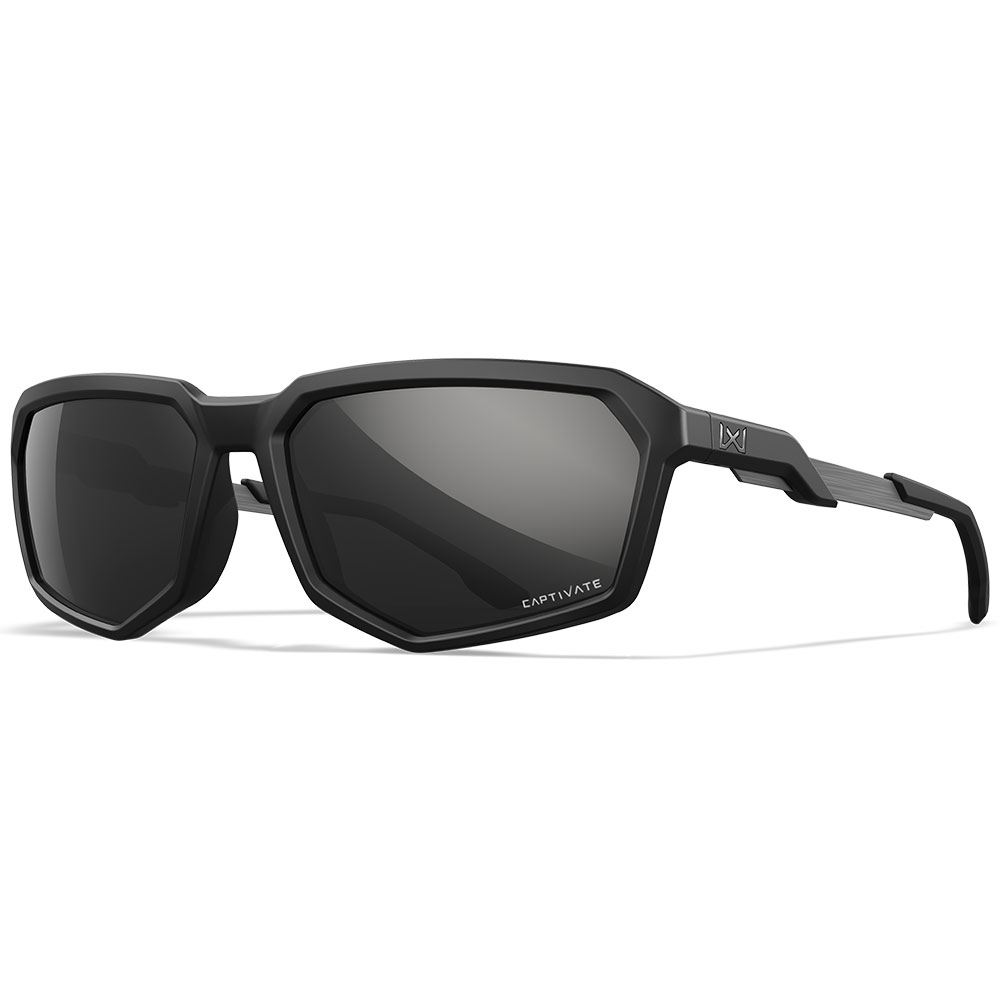 Wiley X Sonnenbrille Recon Captivate matt schwarz Glser schwarz verspiegelt Polarisiert inkl. Seitenschutz
