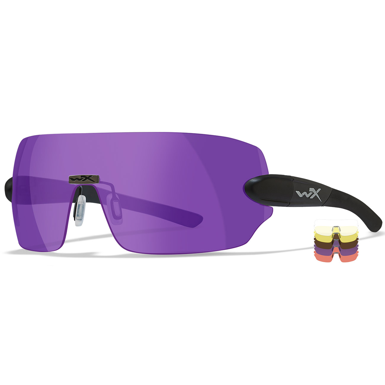 Wiley X Sonnenbrille Detection Set matt schwarz inkl. 4 Wechselglsern und Brillentui