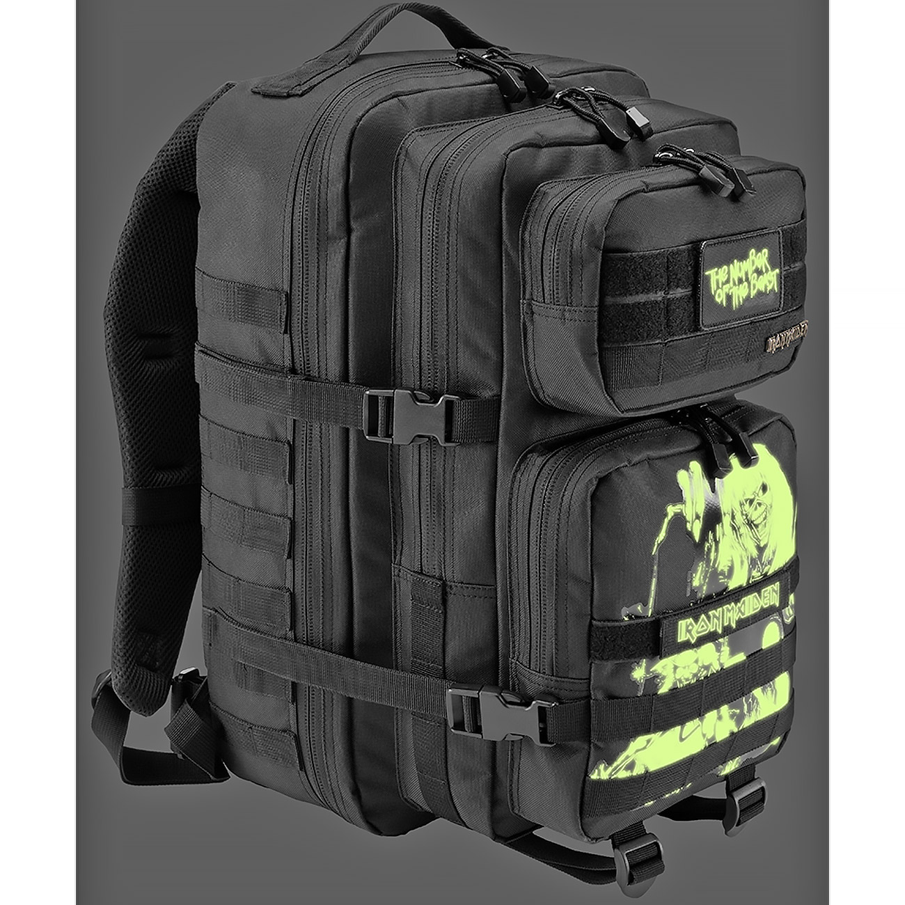 Brandit Rucksack Cooper Iron Maiden NOTB 40 Liter Large schwarz Glow in the dark Bild 5
