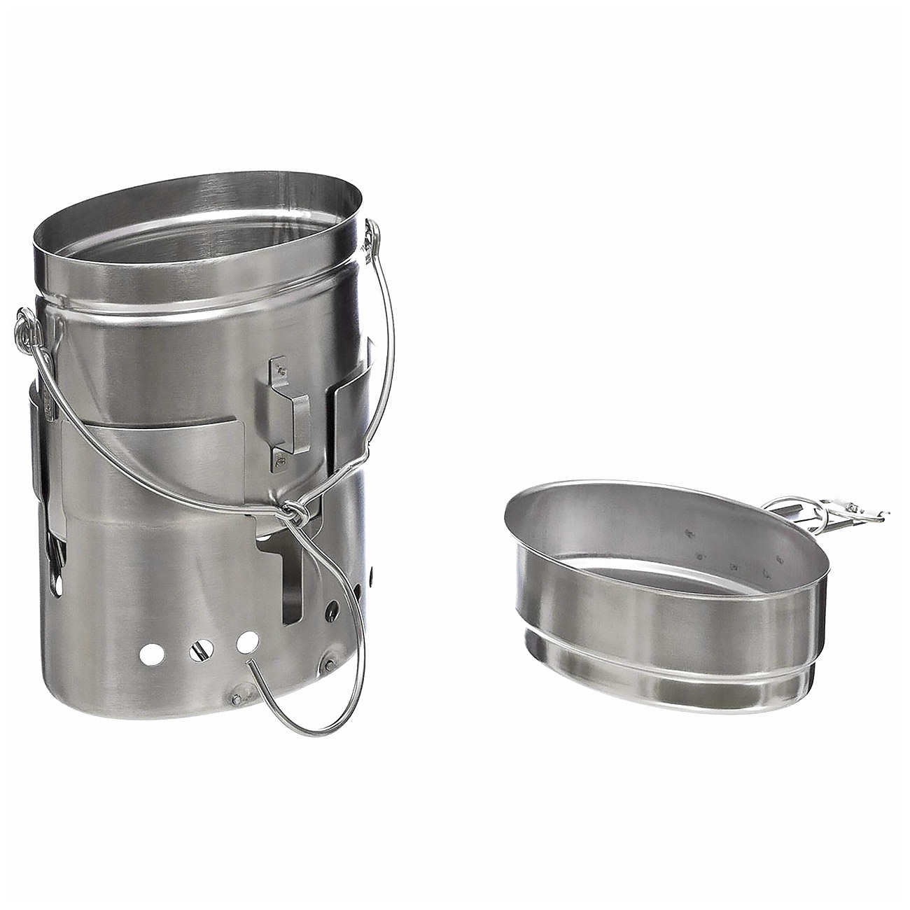 Schwedisches M40 Spiritus Kochset Edelstahl 3-teilig silber Bild 1
