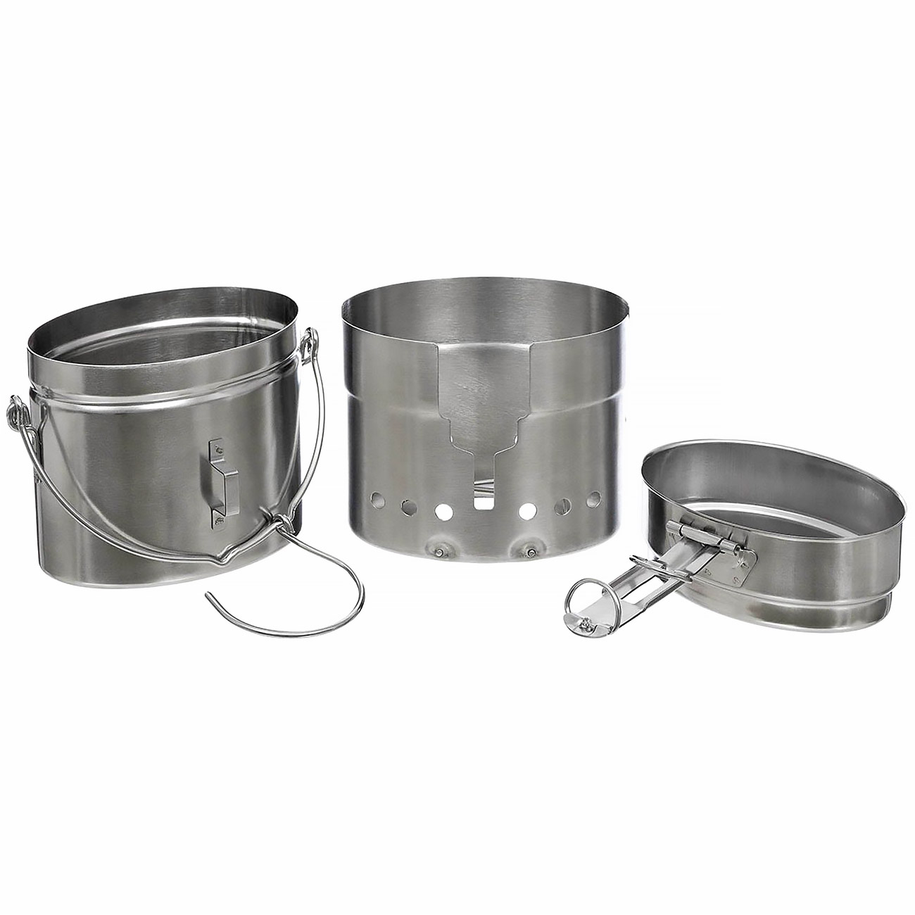 Schwedisches M40 Spiritus Kochset Edelstahl 3-teilig silber Bild 2