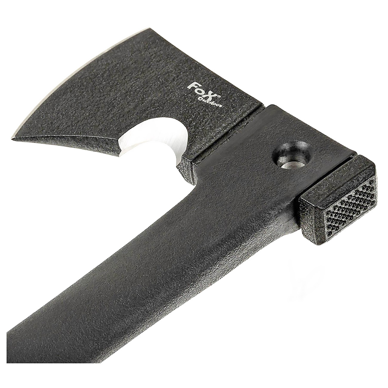 Fox Outdoor Survival Axt schwarz mit integriertem Messer, Feuerstarter und Signalpfeife inkl. Scheide Bild 2