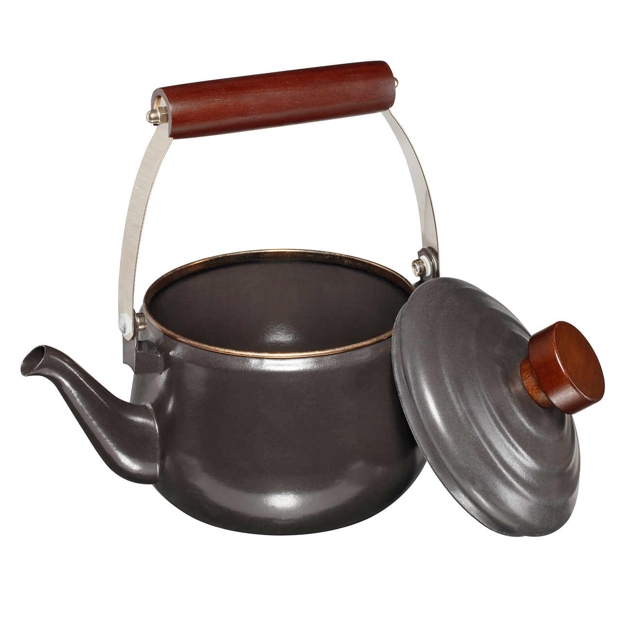 Barebones Teekanne Emaille 1,5 Liter Holzgriff dunkelgrau